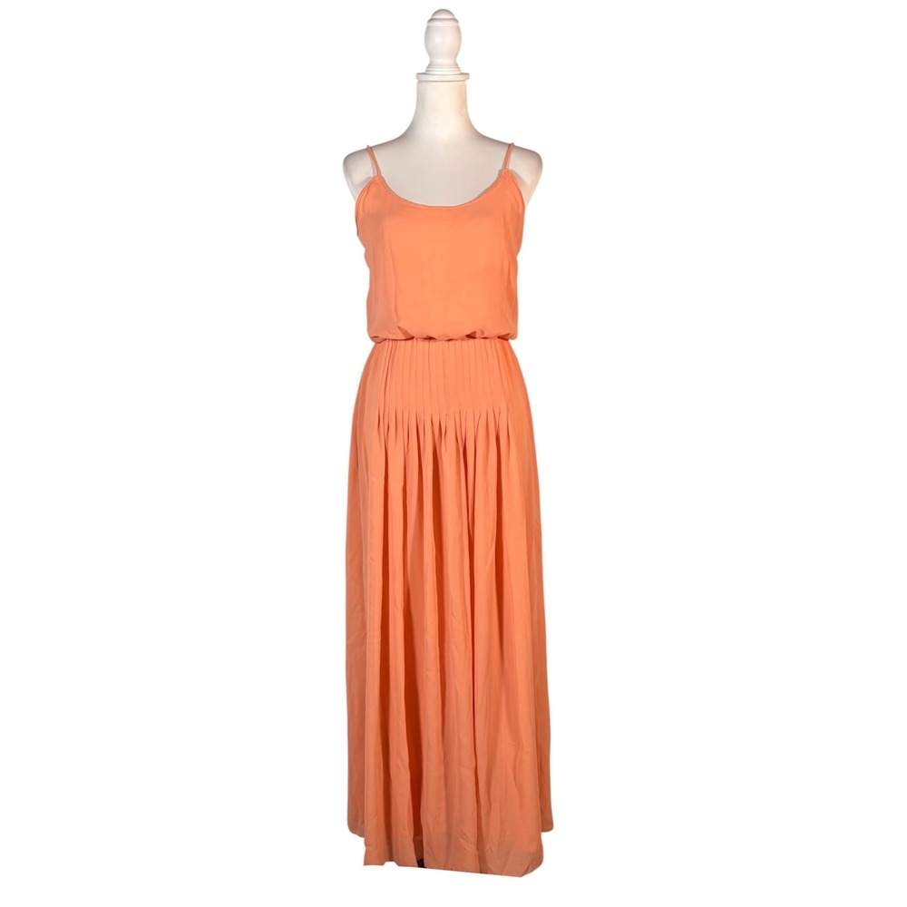 Vintage 70s Peach Maxi Dress XS Goddess Studio 54 Retro Old Hollywood Party